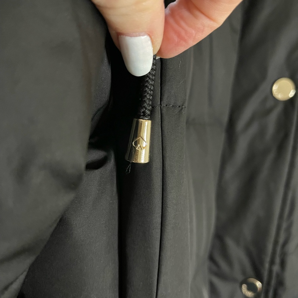 Kate Spade Heavyweight Black Down Quilted Puffer Coat Sherpa & Hood Size Large - Picture 4 of 14